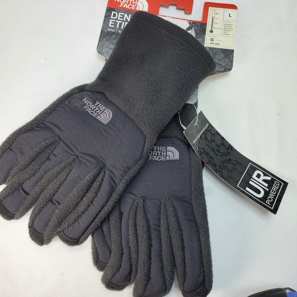 The North Face Denali Etip Gloves Women L Black Fleece Touchscreen NEW